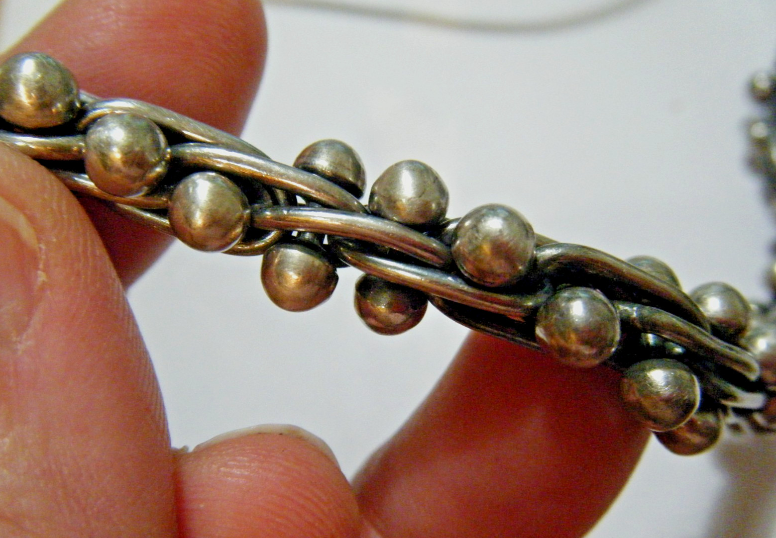 18″ Long Vintage Spratling Design Sterling Silver DNA Peppercorn Necklace 116g