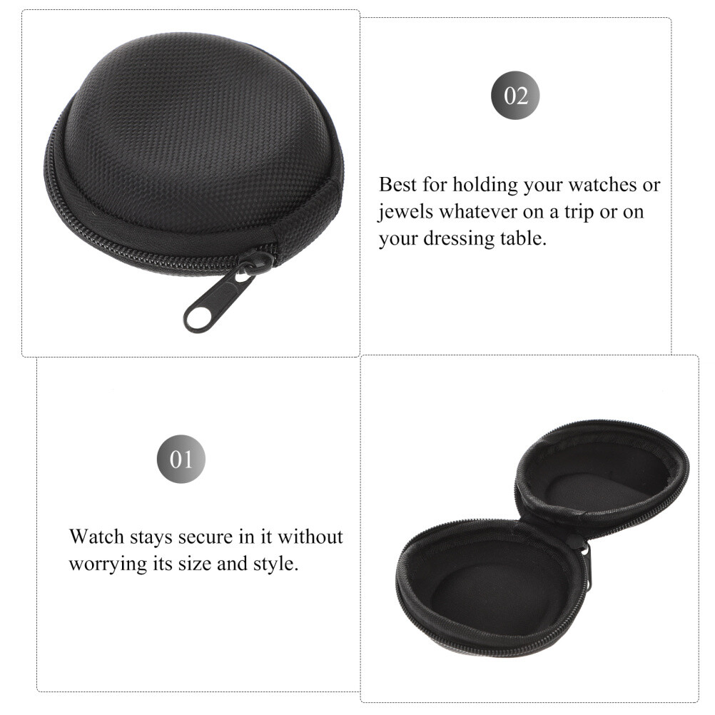 Portable Watch Case Protective Storage With Felt Interior For Secure Wristwatch