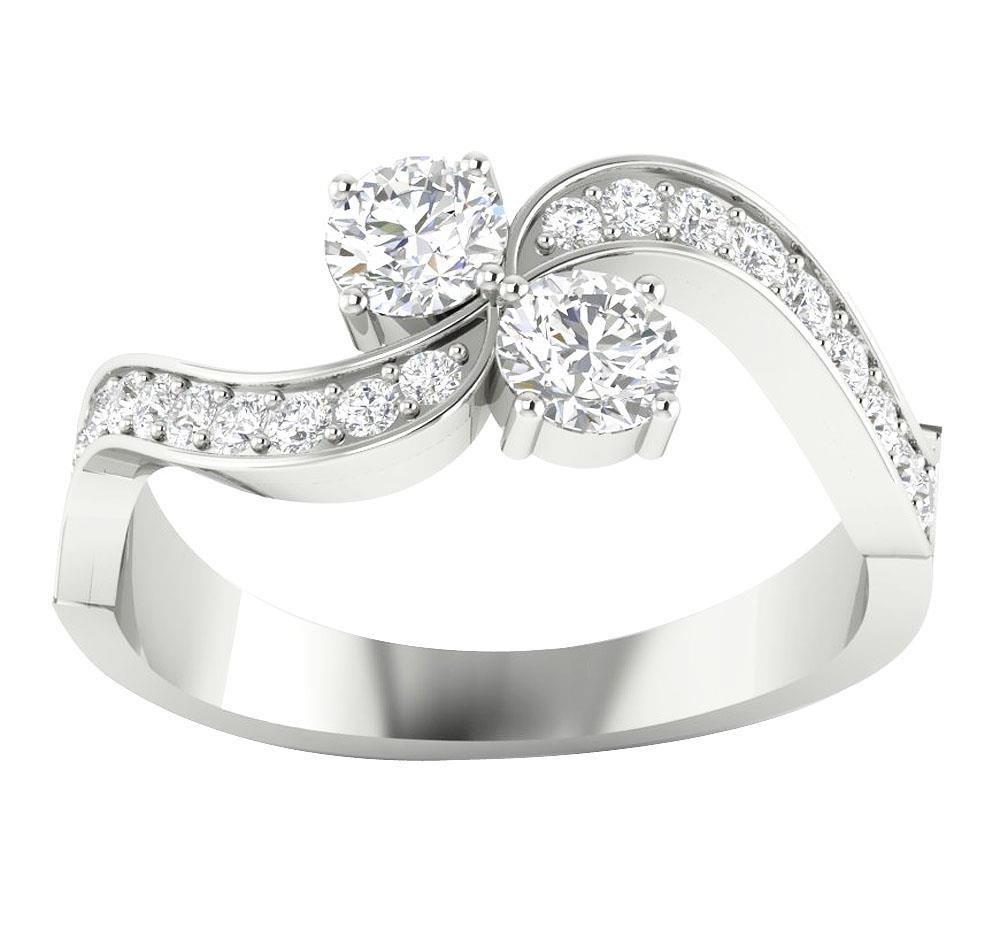 Forever Us Two Stone Lab Grown Diamond Solitaire Ring VS F 0.90Ct 14K Rose Gold