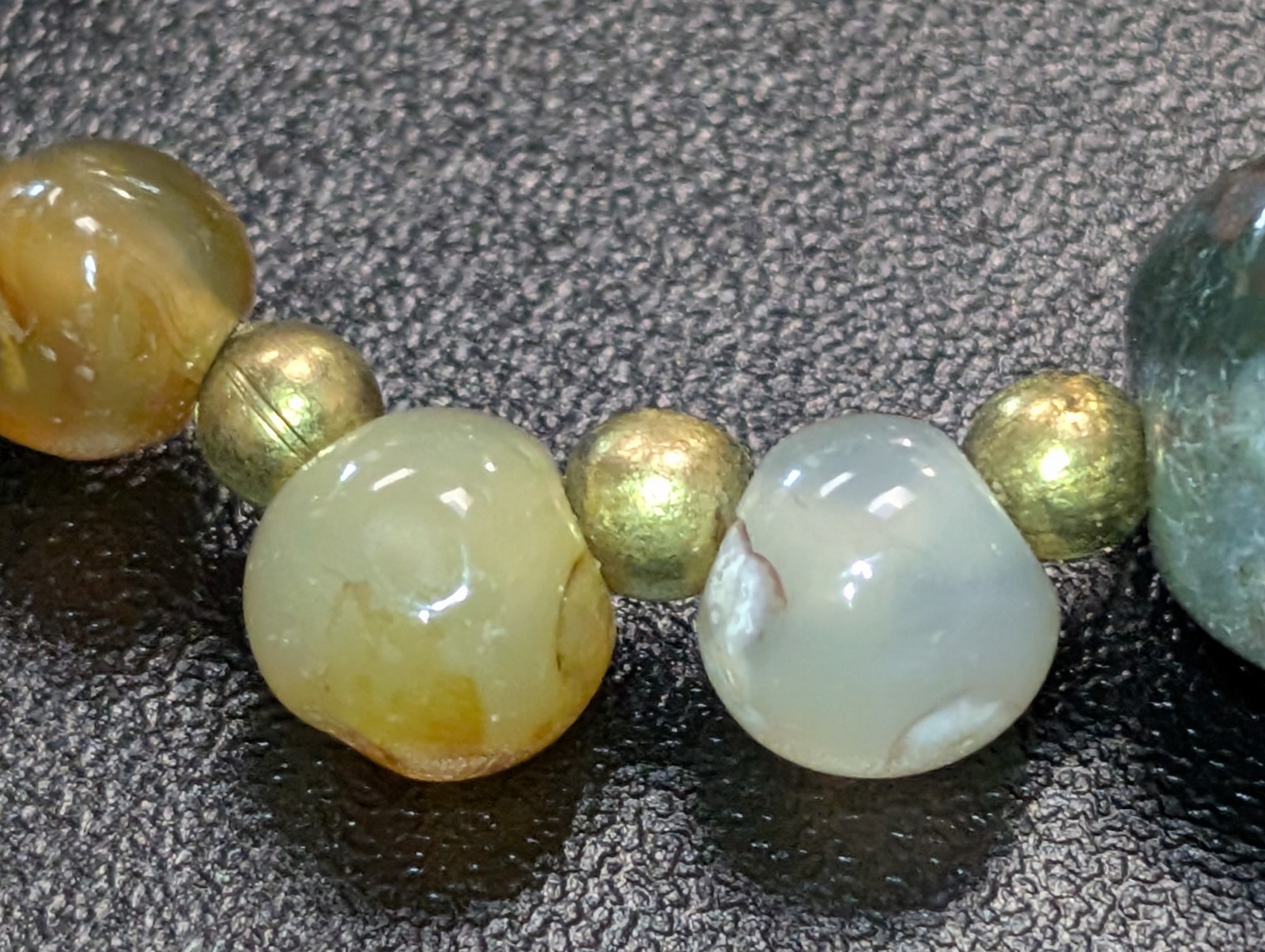 Vintage Chunky Multi Agate Carnelian Quartz Stone Bead Necklace Made in India