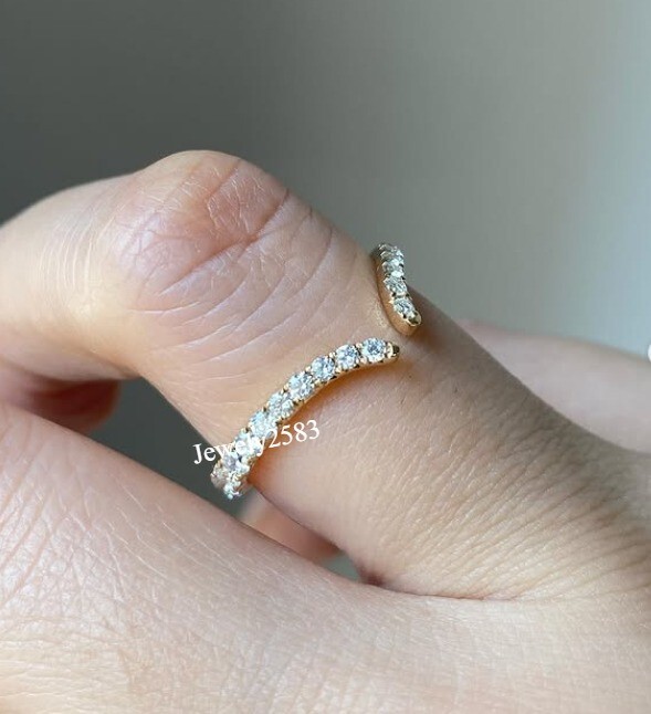 Certified Lab Grown Diamond Real 10k Gold Women’s Daily Wear V Shaped Ring