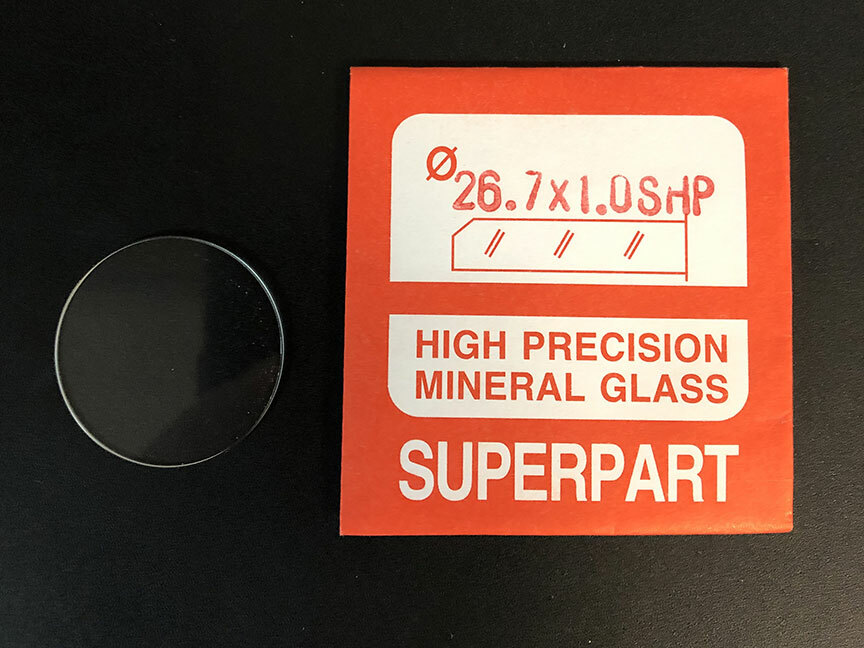 1.0mm Thick Flat Round Mineral Glass Watch Crystal 26.1mm – 27.0mm Diameter