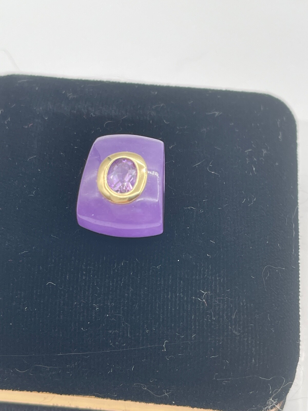 14k Gold Lavander Jade & Amethyst Pendant Slide