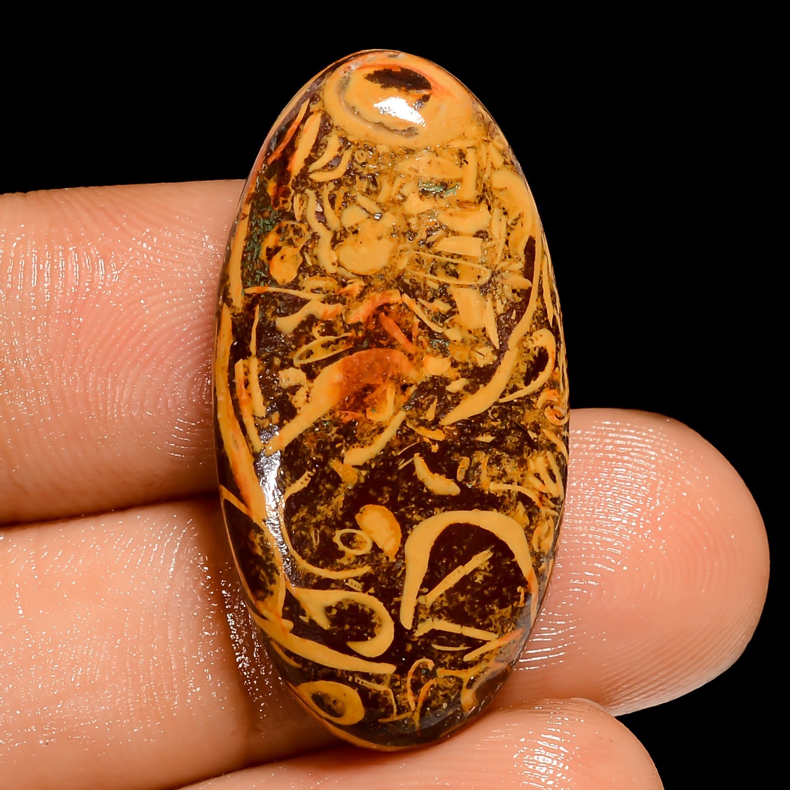 20.5 Ct Natural Mariam Jasper Oval Cabochon Loose Gemstone For Jewelry 30X15X5mm