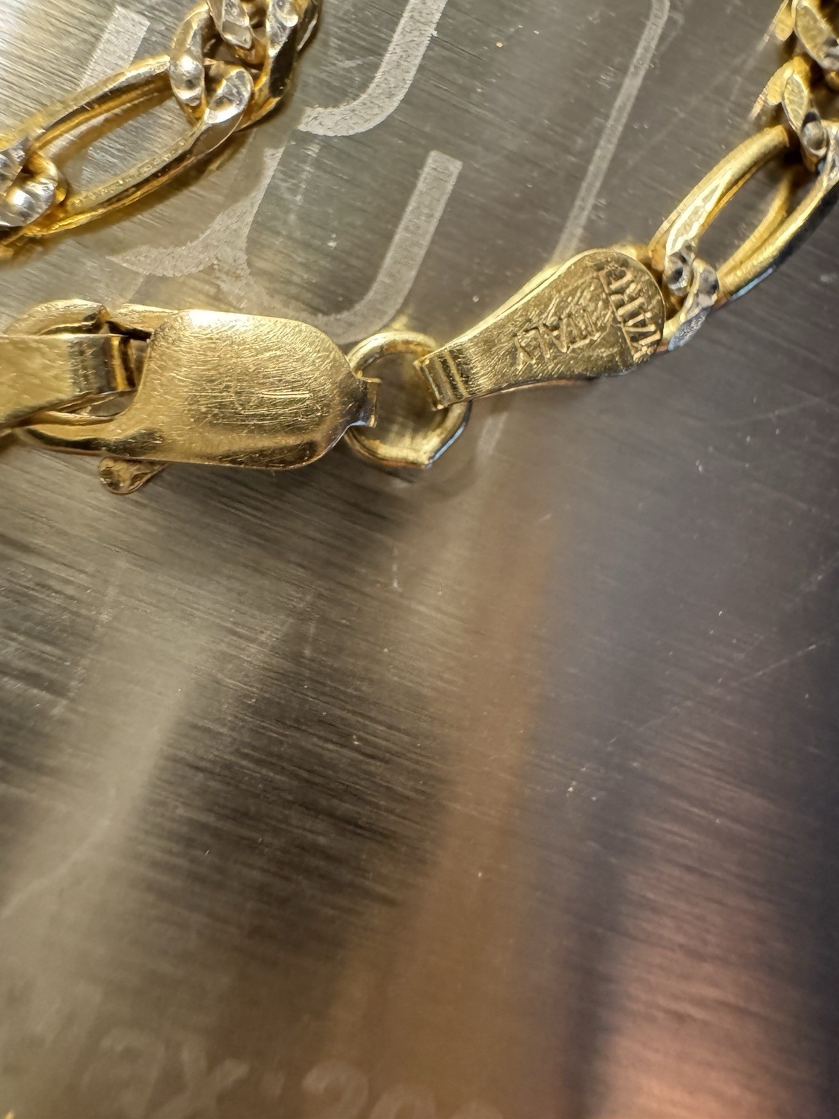 Vintage 14K Yellow Gold Figaro Link Bracelet 7 1/8″ Italy 3.24g