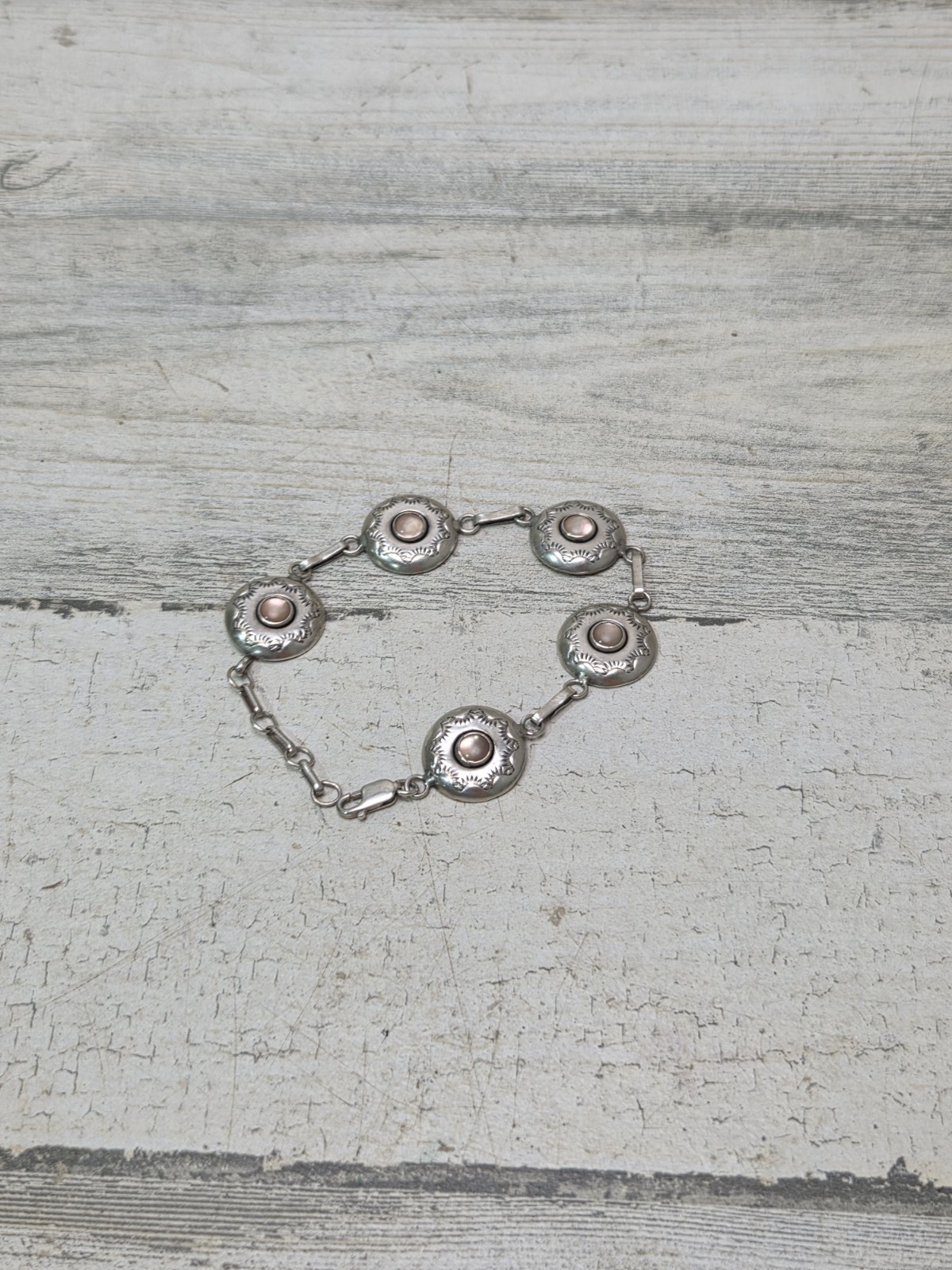 ML Perry Sterling Silver 925 Navajo Braclet 7″ – 8″ Pink Conch Shell Beautiful!