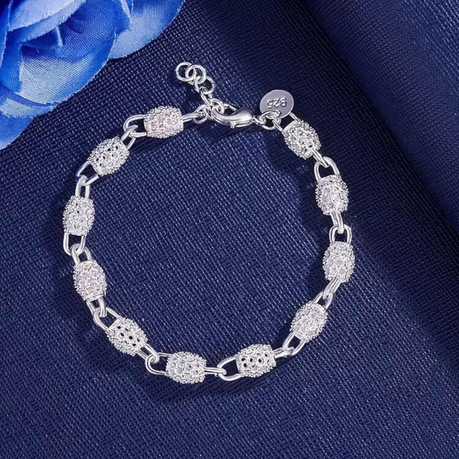 Women’s Silver Plated Charm Chain Bangle Bracelet Wedding Jewelry A78