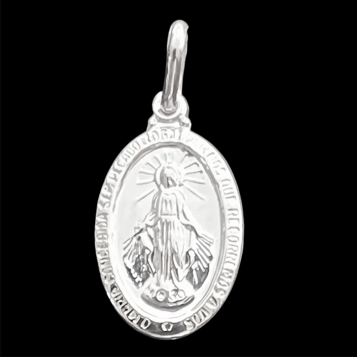 Sterling Silver Miraculous Medal 10.5 x 22.9mm Optional 16″ / 18″ Beaded Chain