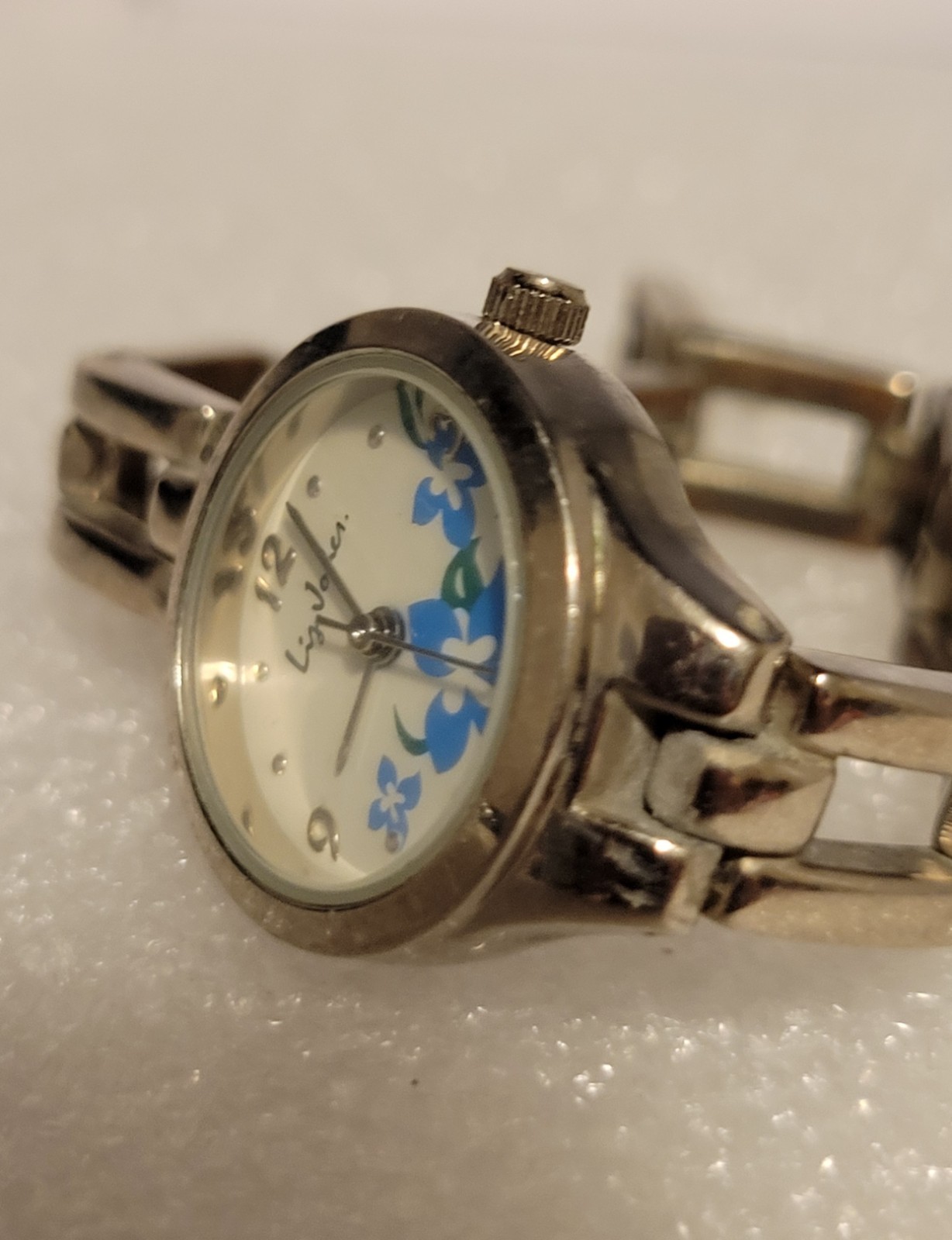 Liz Jones Floral Silver Tone Quartz Watch New Battery Fully Functional