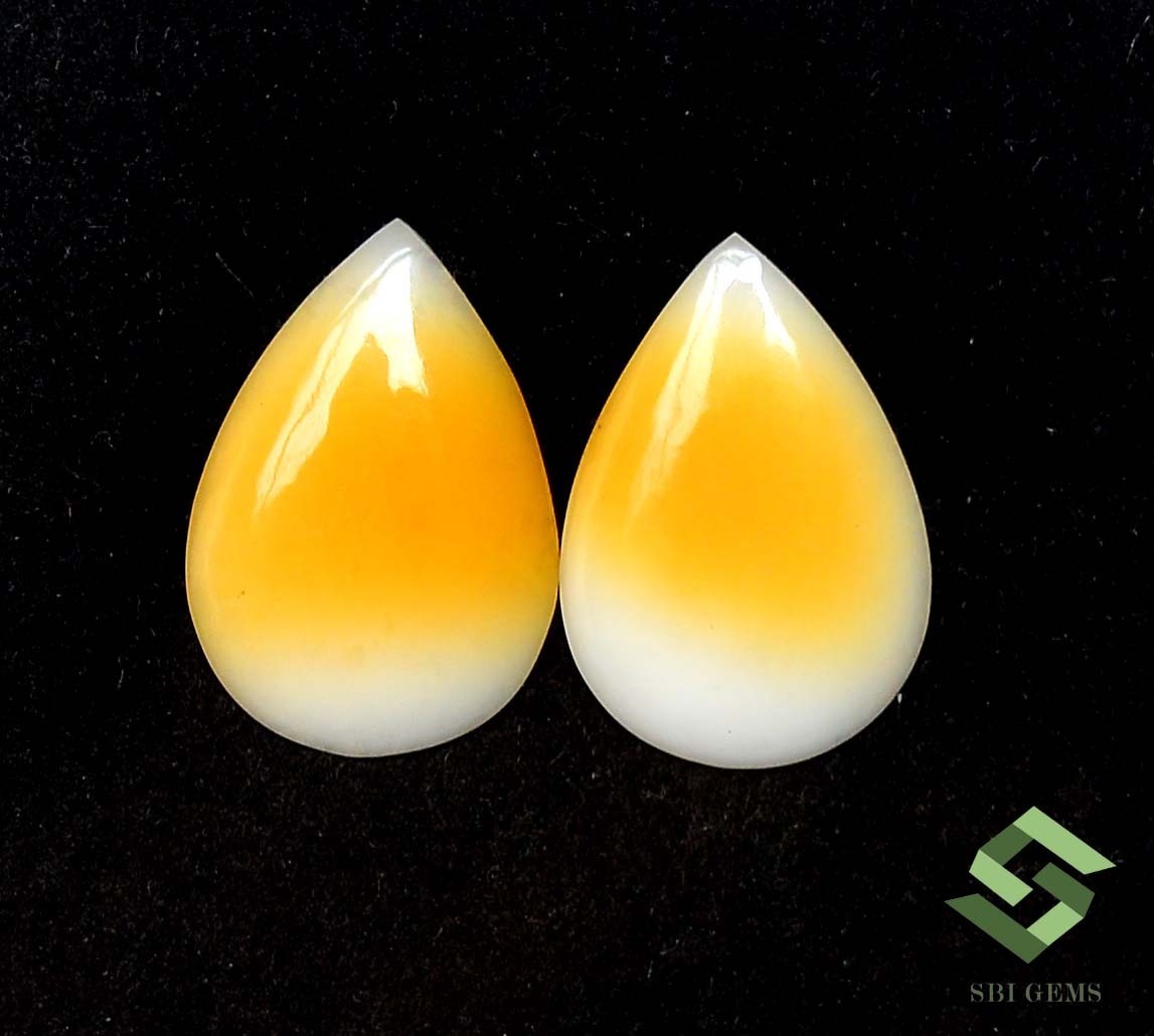 17×12 mm Natural Ethiopian Opal Pear Cabochon Pair 5.29 CTS Loose Gemstones