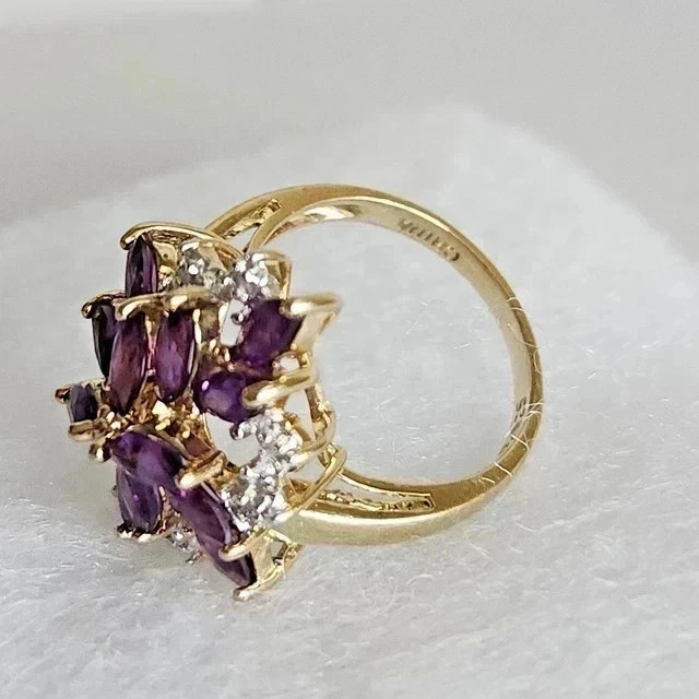 Lab Created Amethyst 2.50Ct Marquise Cut Wedding Ring 14K Yellow Gold Plated