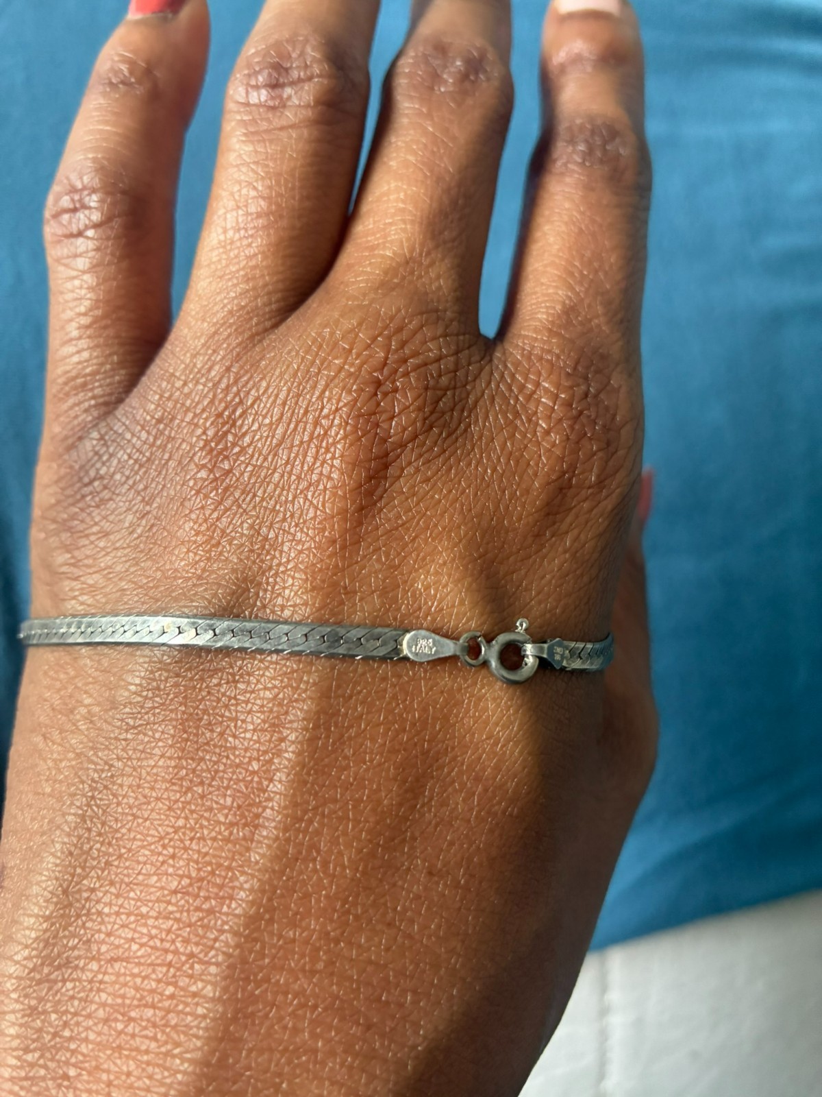 7-Inch Vintage .925 Silver Herringbone Bracelet