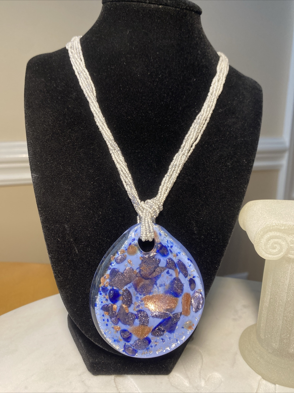 Murano Art Glass Vintage Pendant Necklace Estate Fine Jewelry Pre-Owned