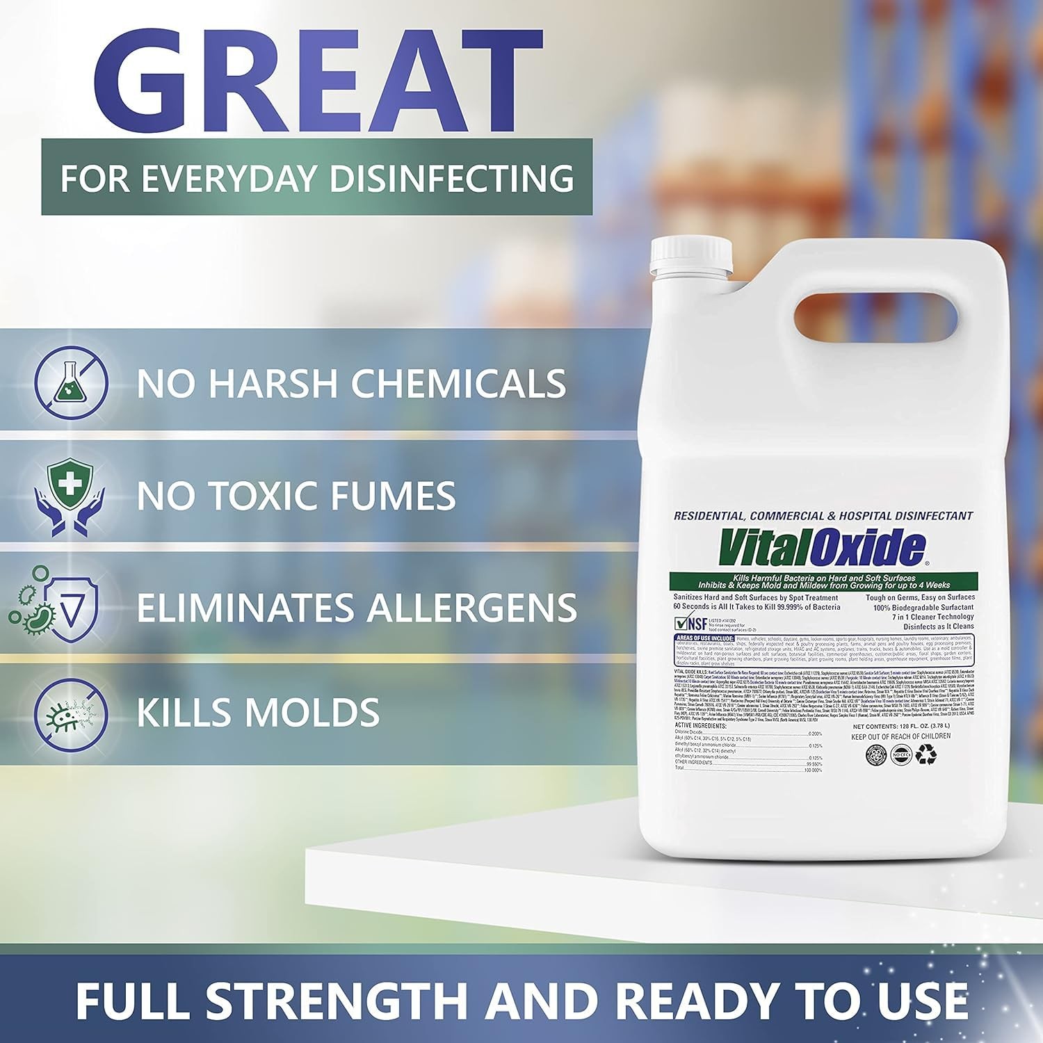 Vital Oxide Disinfectant, Deodorizer, Cleaner, 128 Fl Oz (Pack of 1)