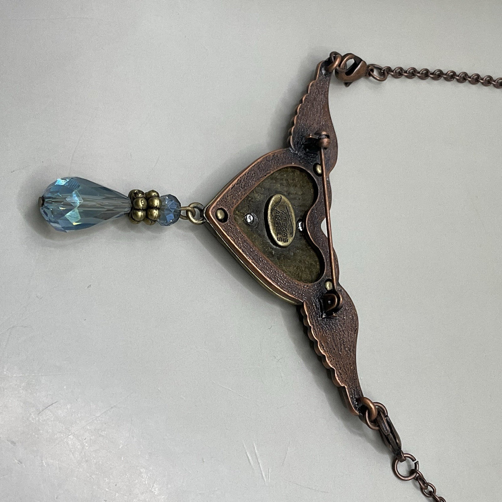 Alexa’s Angels Necklace Mixed Metal Heart Crystal Drop Pendant Brooch
