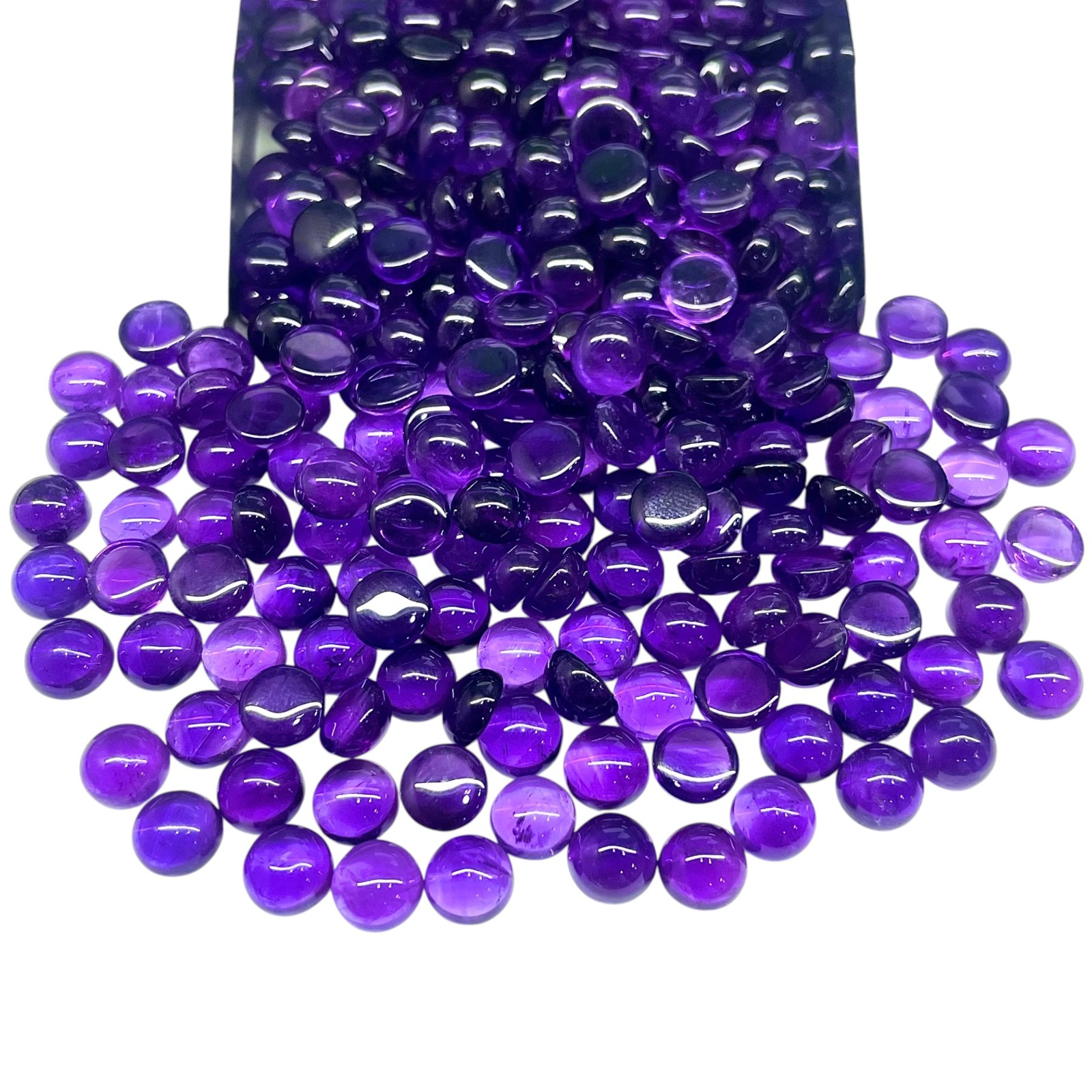 80 Pcs Natural Amethyst 7mm Round Cabochon Rich Purple Loose Gemstones Lot