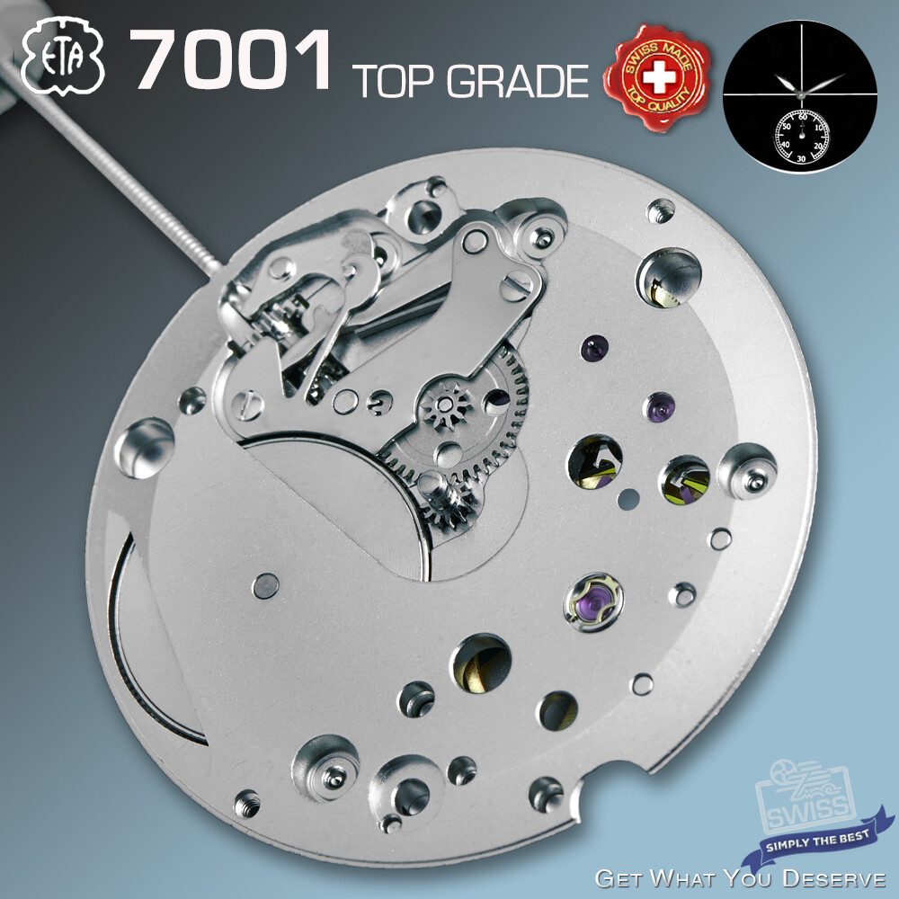 MOVEMENT, ETA 7001, TOP GRADE GLUCYDUR BALANCE, CDG, BLUE SCREWS, SWISS MADE