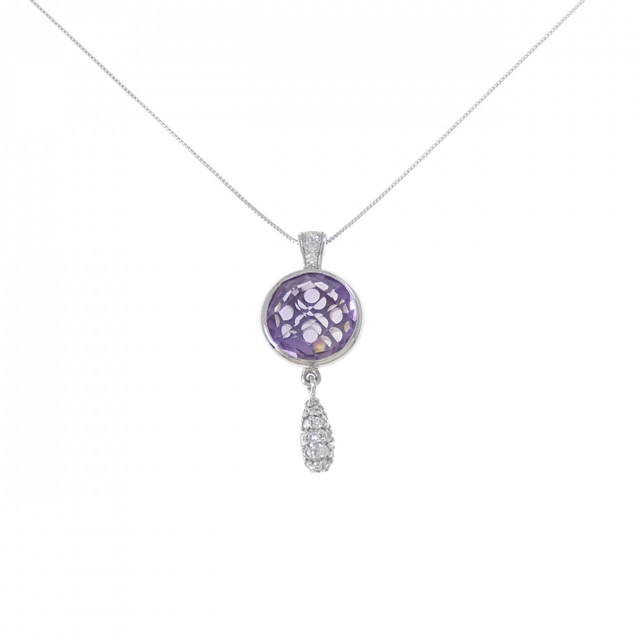 Authentic K18WG Amethyst Necklace 5.40CT #270-004-157-7957