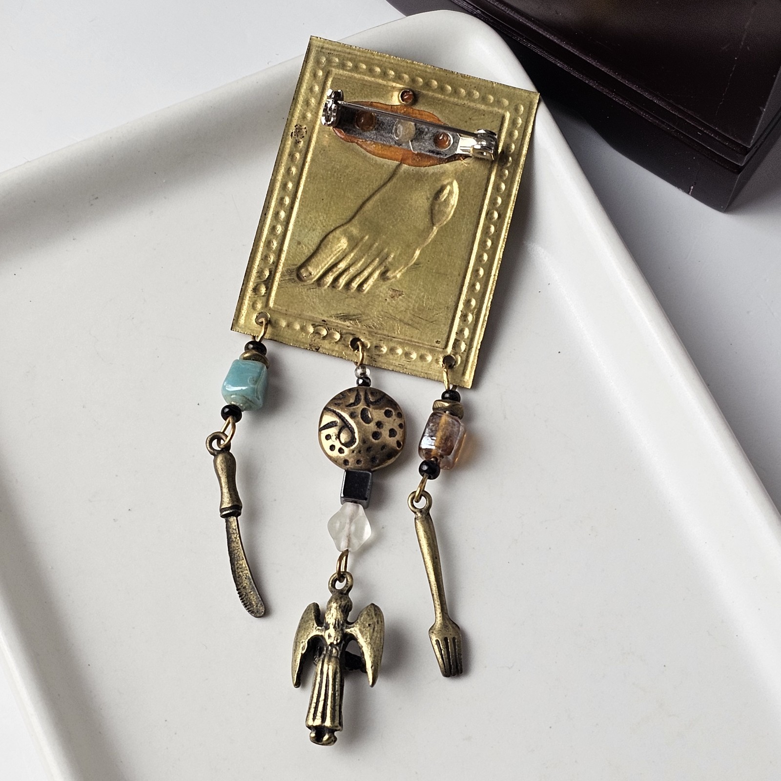 Vintage Gold Tone Assemblage Charm Brooch
