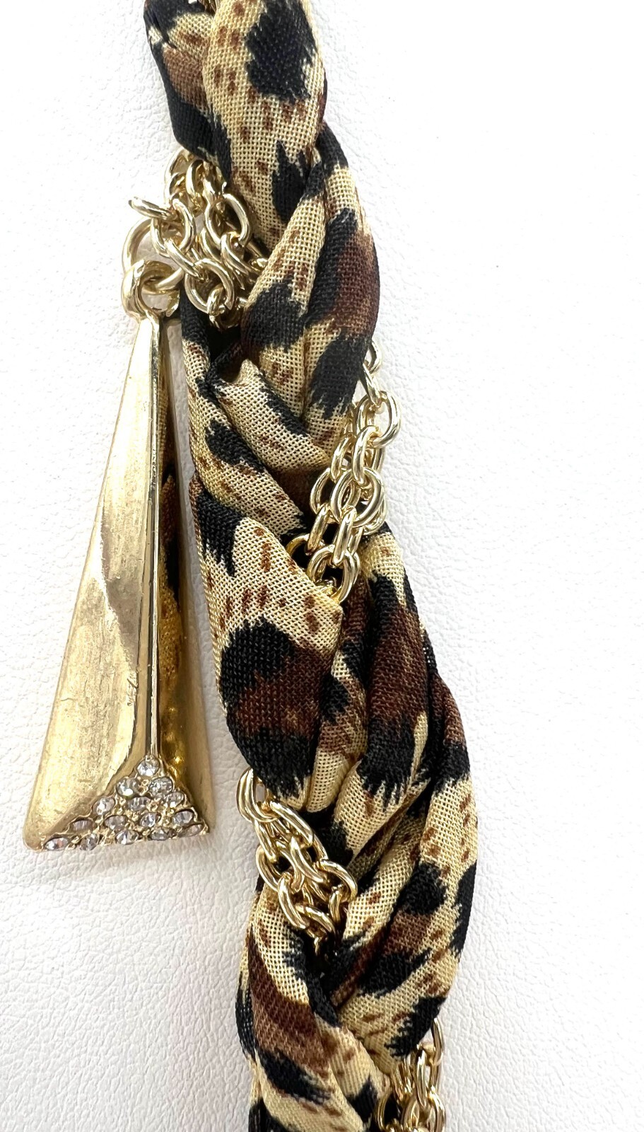Belle Noel Kim Kardashian 14K gold plated 30in. necklace w/leopard suede