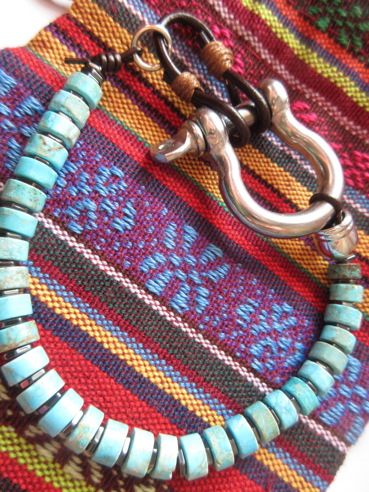 Horse Shoe Turquoise Gemstone Bracelet Size 7-1/2