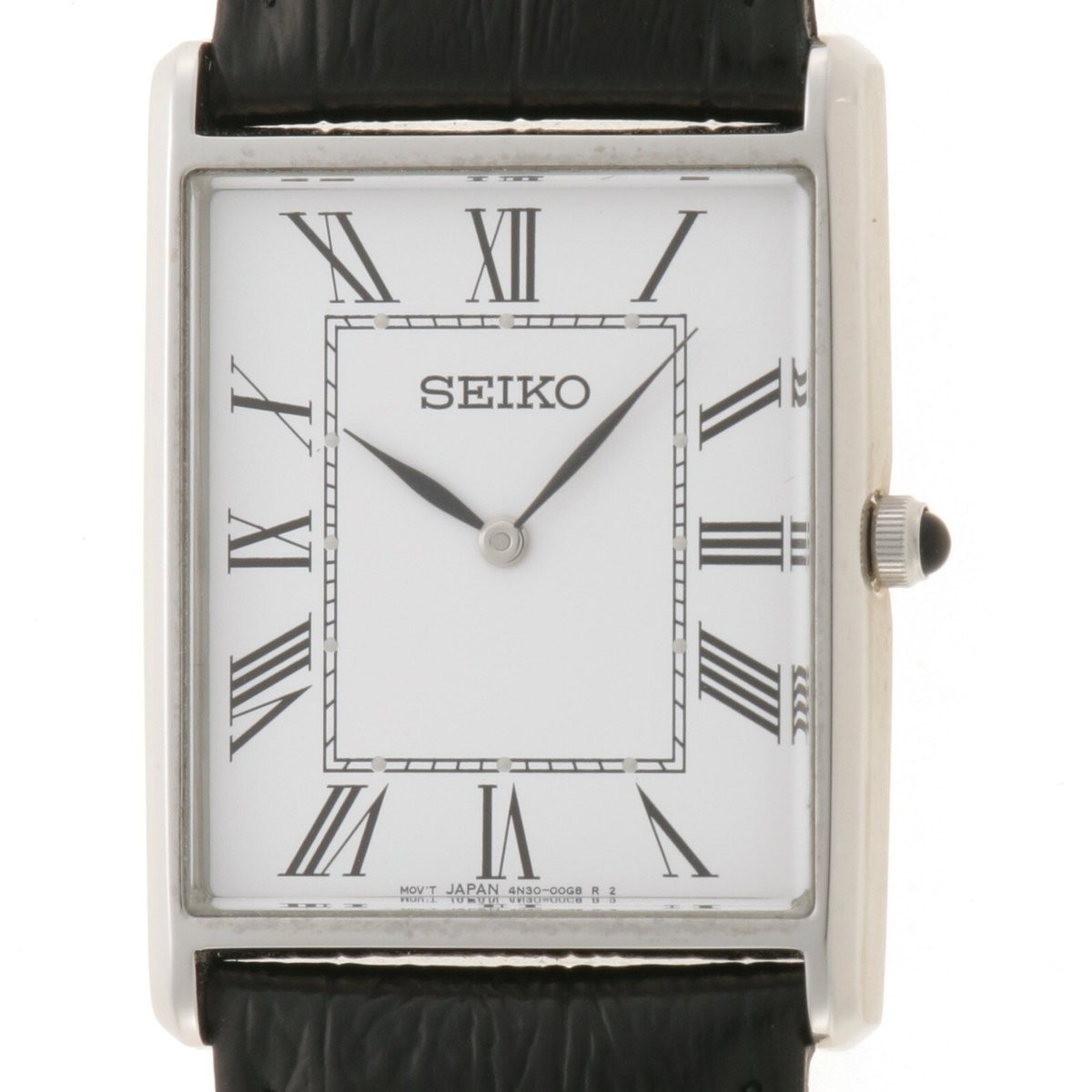 SEIKO Essentials SWR Series SWR049 Silver x Black Leather Quartz Men’s Watch