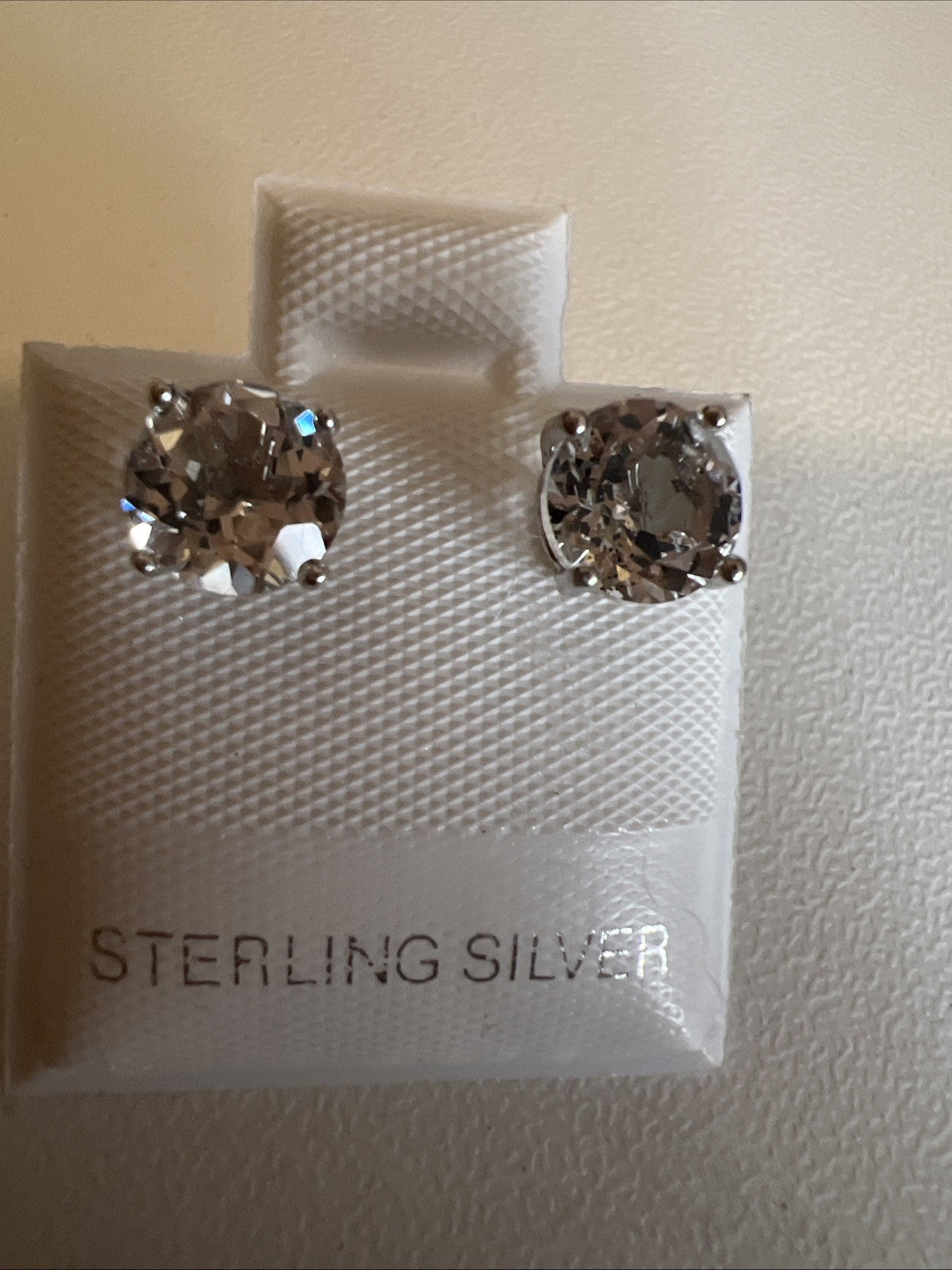 Sterling Silver White Topaz Post Back Earrings Beautiful!