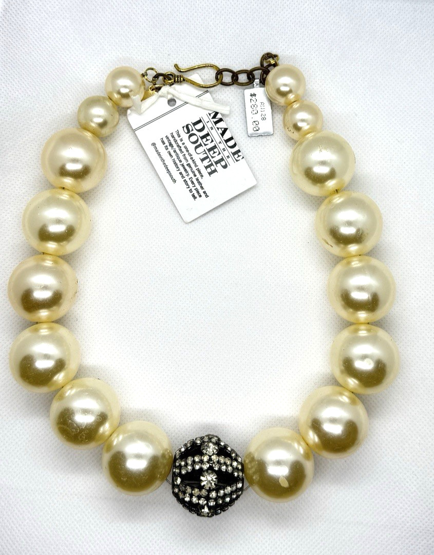 Made in Deep South AW128 1940’s Bead 1970’s Pearl Necklace NY Estate