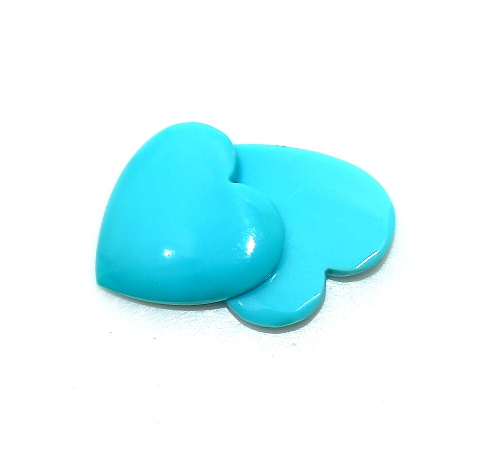 15×15 mm Certified Natural Turquoise Heart Shape Cabochon Pair 6.95 CTS Gemstone