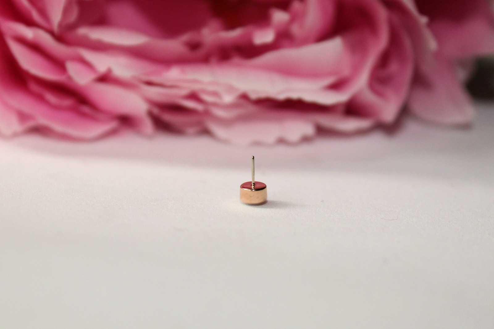 14k Solid Gold Bezel Stud With Real Opal, 25g threadless 14g and16g threaded pin
