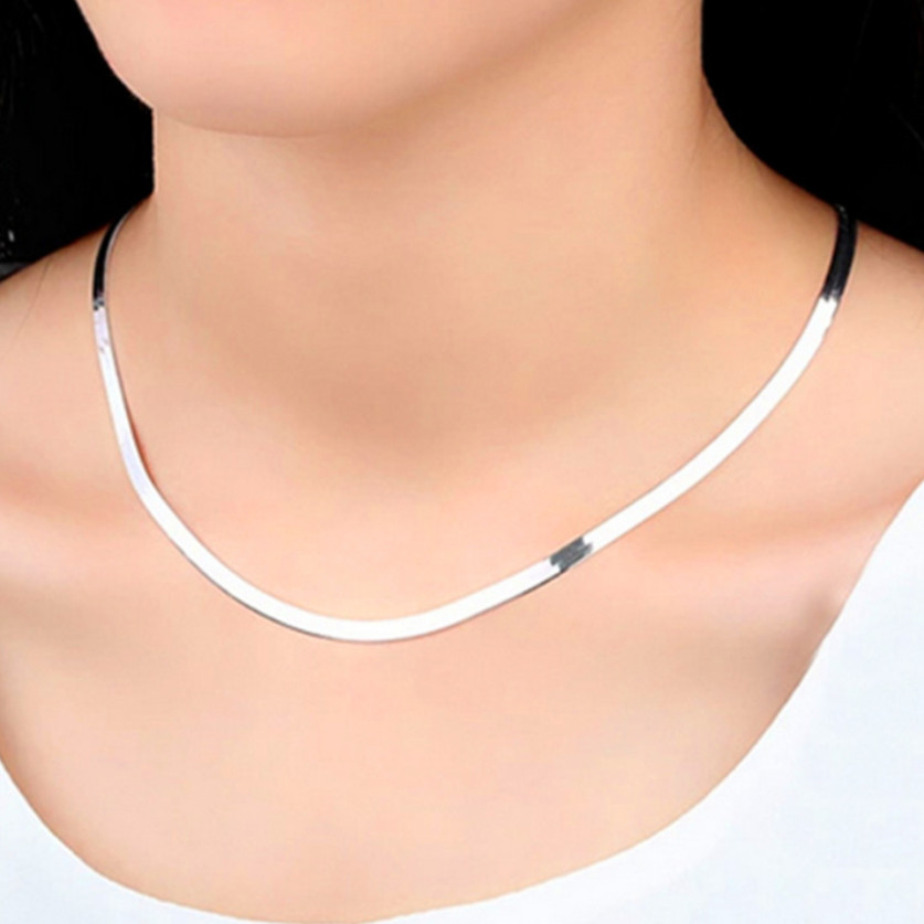 Gold Plated Stainless Steel Herringbone Flat Snake Chain Choker Necklace PE44