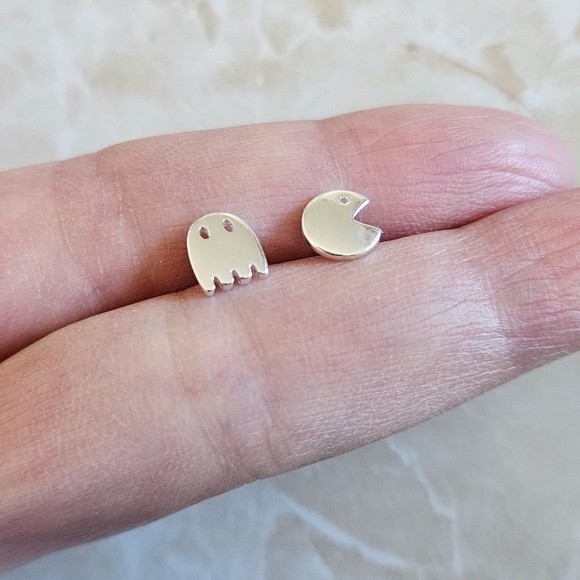 Pac Man Earring Sterling Silver Video Gamer Birthday Gift Daughter Friend Sister
