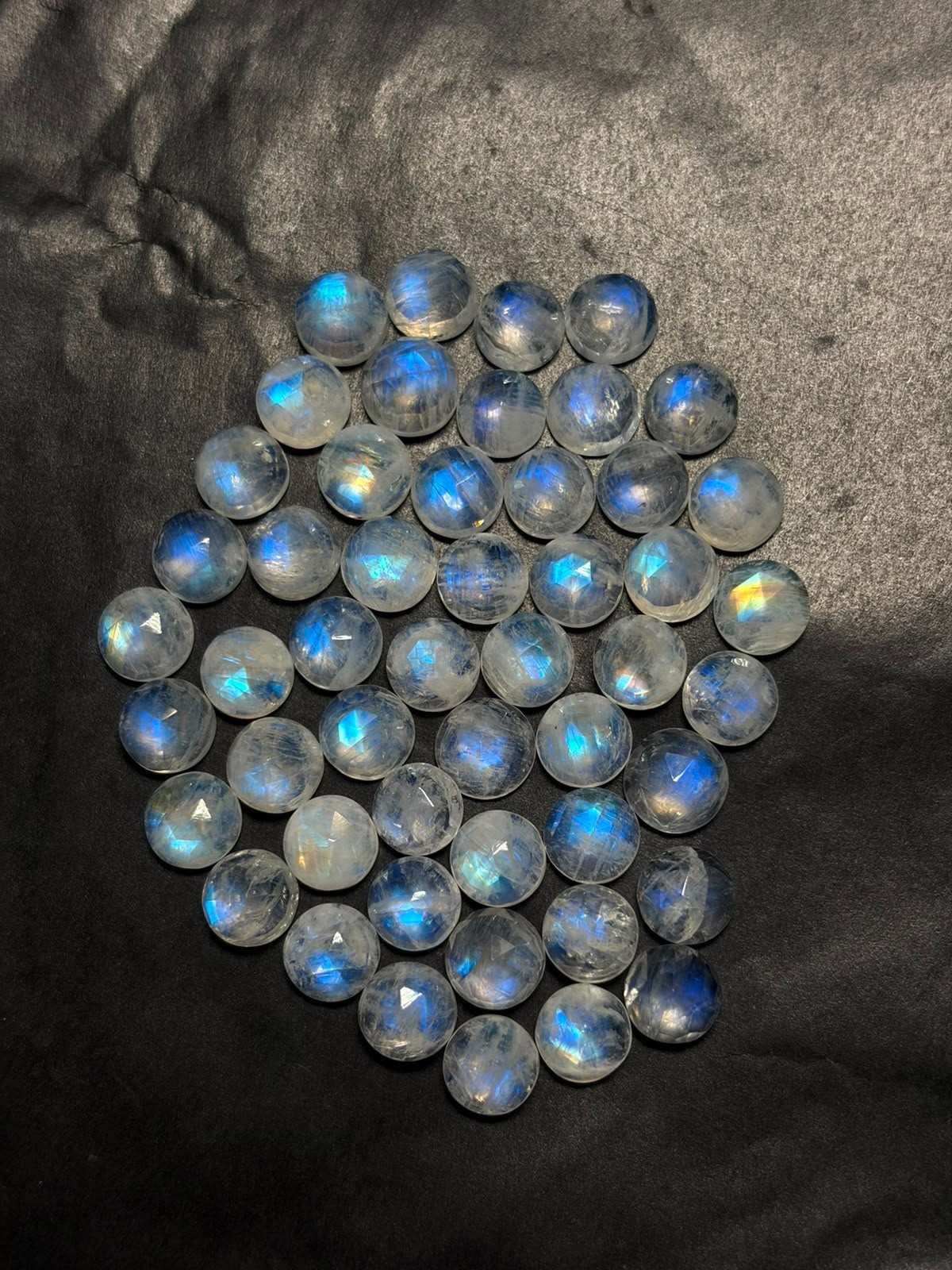 Rainbow Moonstone A One Quality 7 mm Natural Moonstone Rose Cut Loose Gemstone