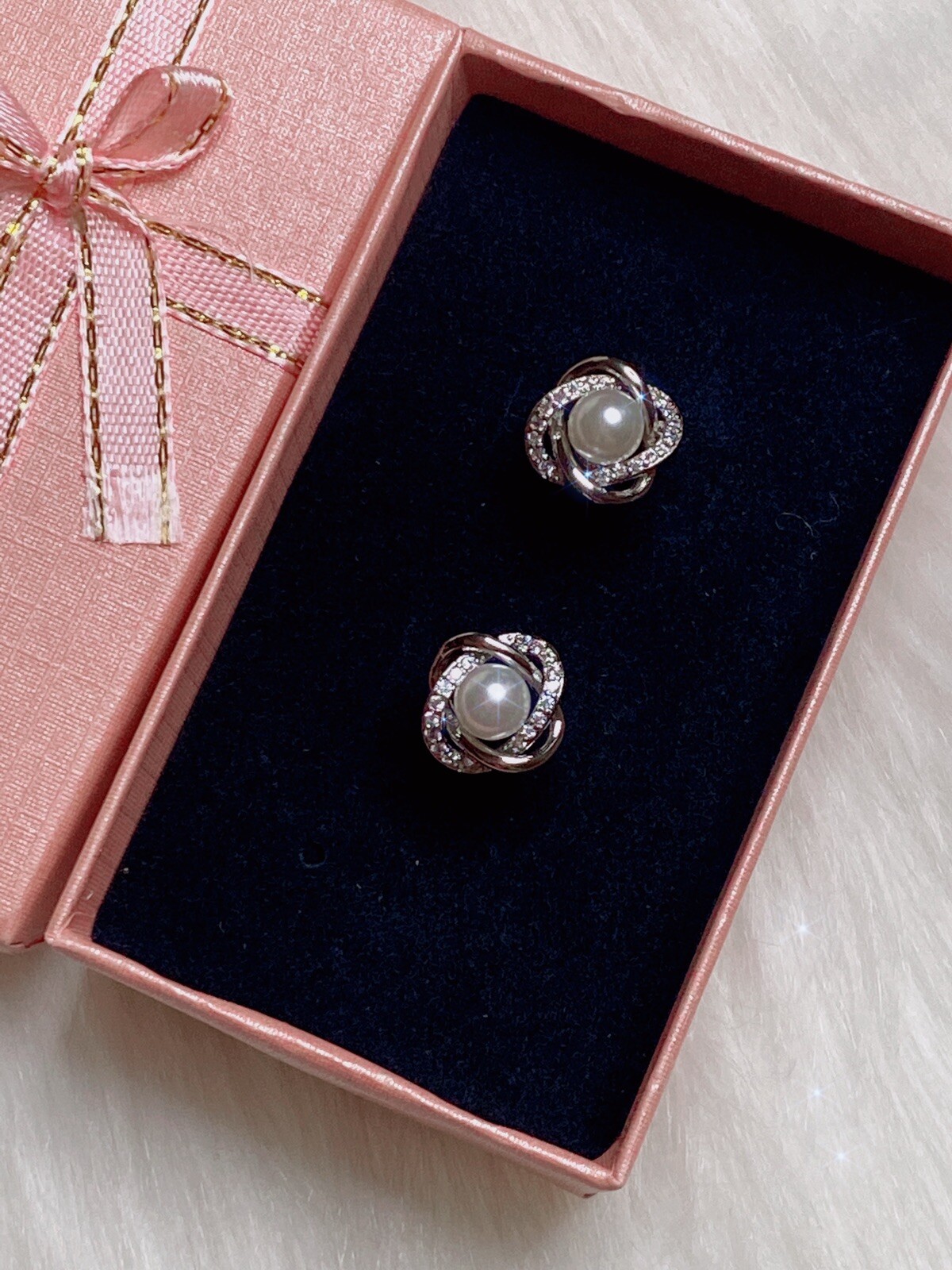 925 sterling silver freshwater pearl faux diamond stud earrings