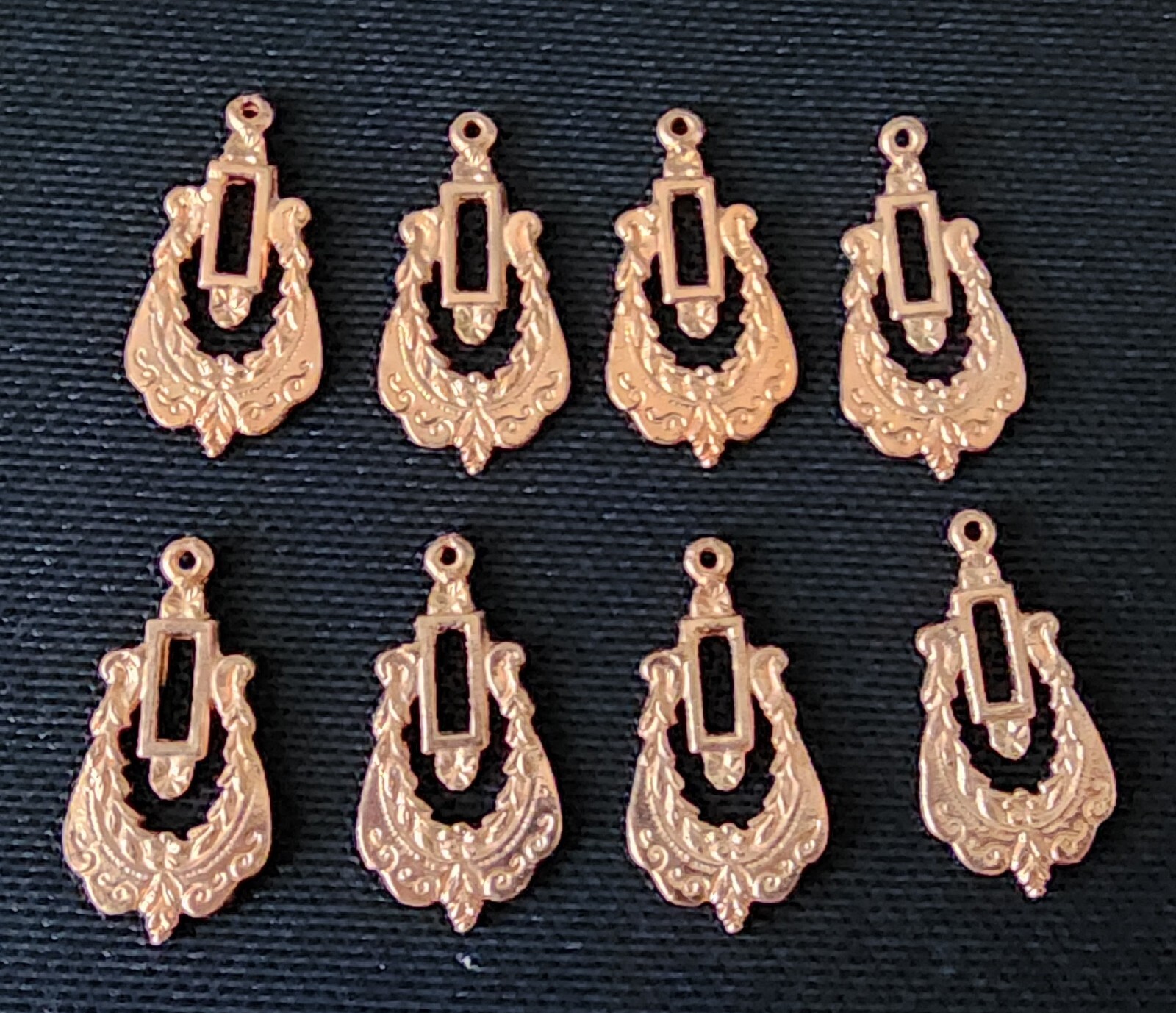 8 Antique Copper plated findings, jewelry pendant charms