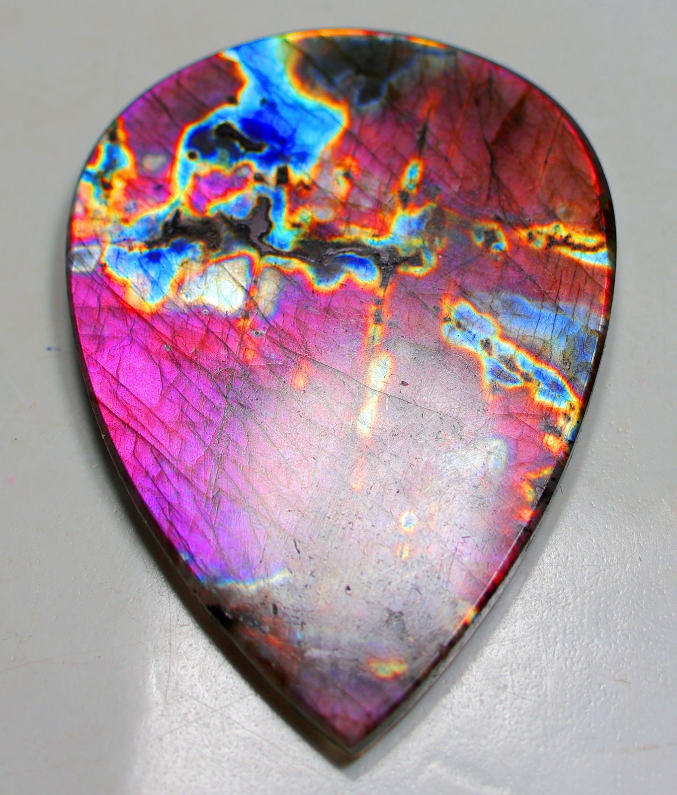 118 Ct 5X42X59 mm Natural Purple Fire Labradorite Pear Cabochon Gemstone SJ-124