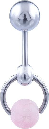 14G VCH Vertical Hood Barbell Belly Ring Steel Crystal Ball Navel Jewelry