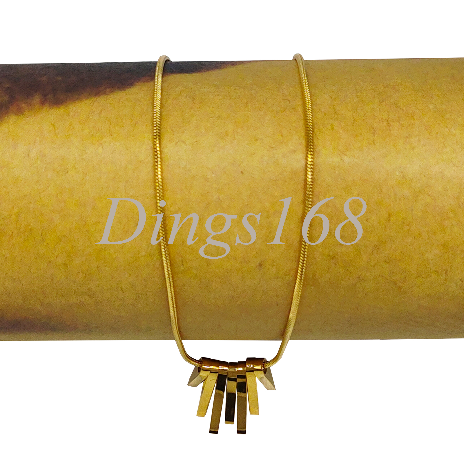 Real 18K Yellow Gold Filled 15x13mm 7-Square Bar Pendant 16+2inch Snake Necklace