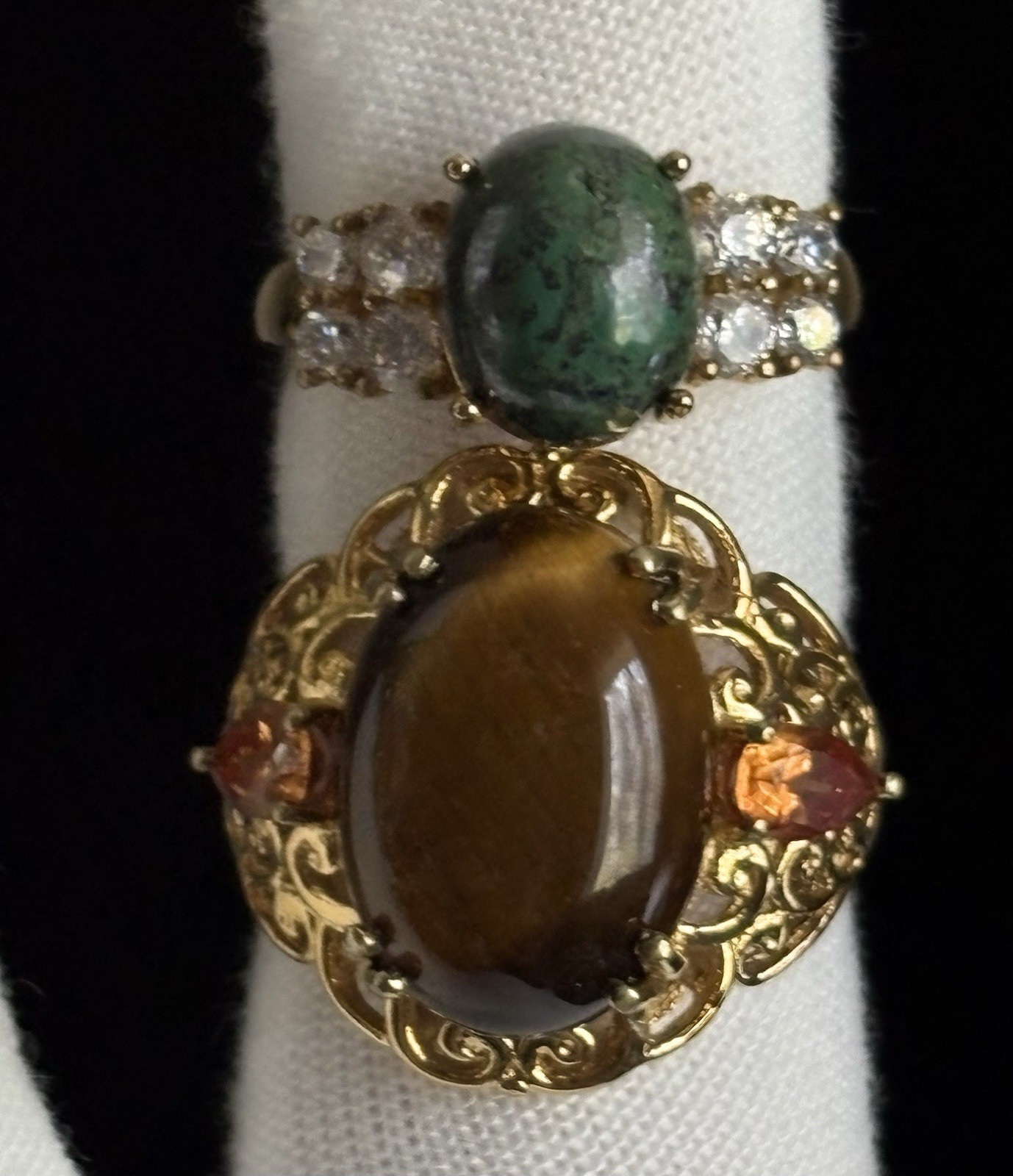 KARIS STS Ring Lot Assorted Gemstones 6 Rings Gold Bond & Platinum Bond STUNNING