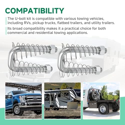 1900-2-1600 Safety Chain U-Bolt Kit Replacement, Compatible with B&W Turnover