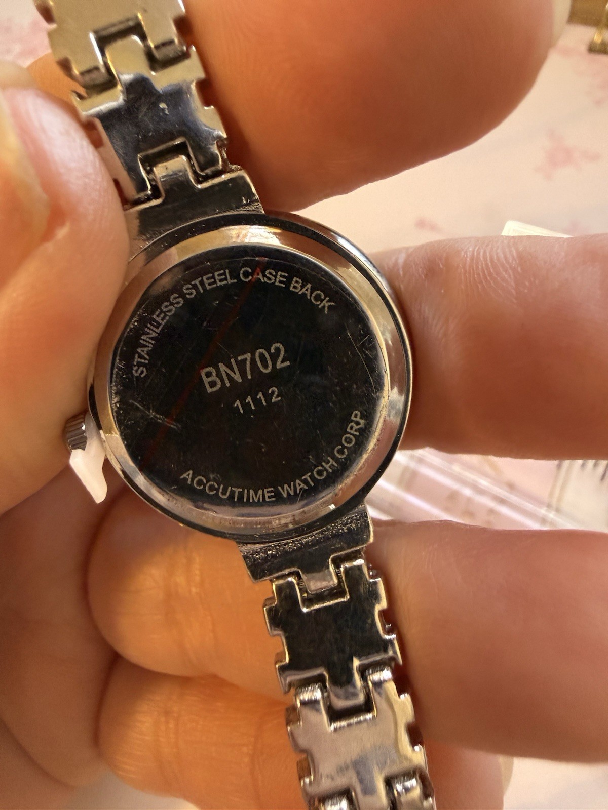 Accutime Watch Corp BN702 Silver Tone Rhinestone Quartz Dress Watch NEW