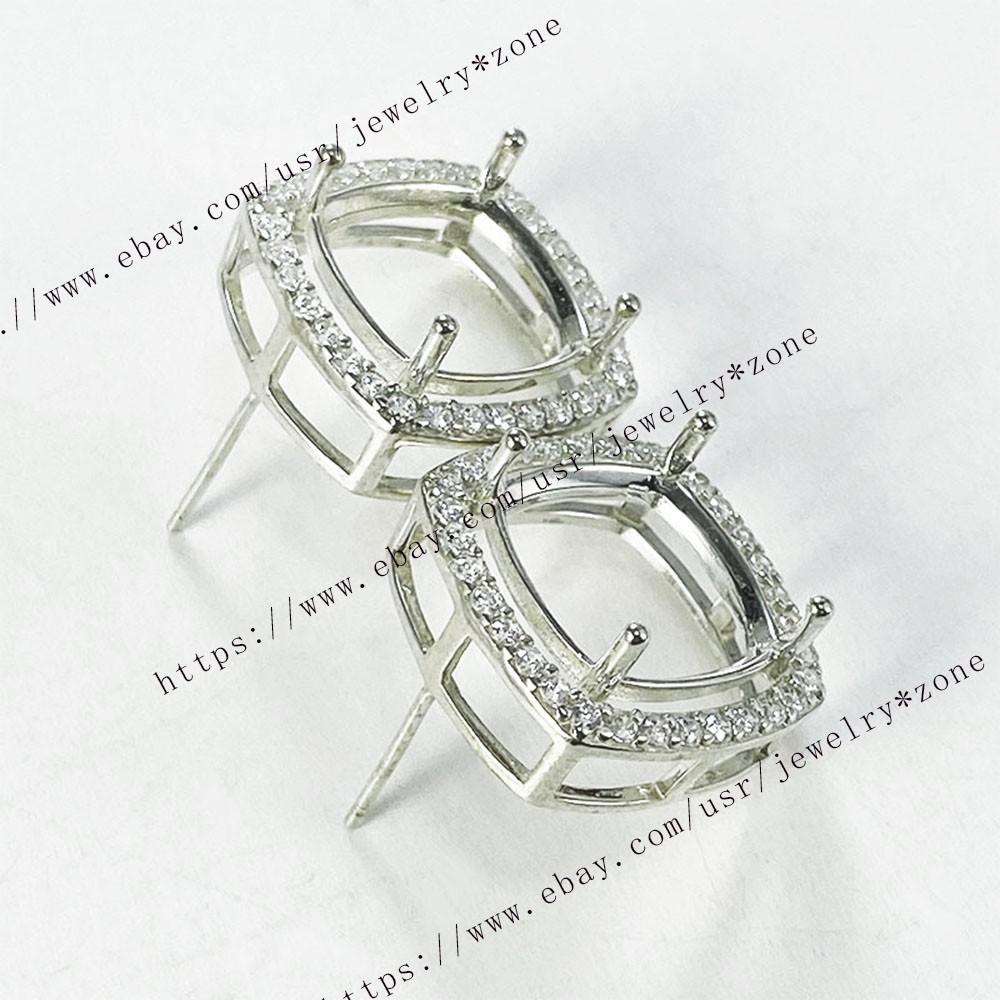 Pre Notched Sterling Silver Earrings Cushion 4x4mm to 14x14mm Semi Mount Dangle