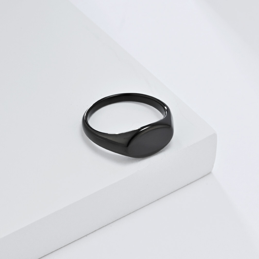 Women Signet Ring Stainless Steel Plain Square Shape Simple Wedding Statement