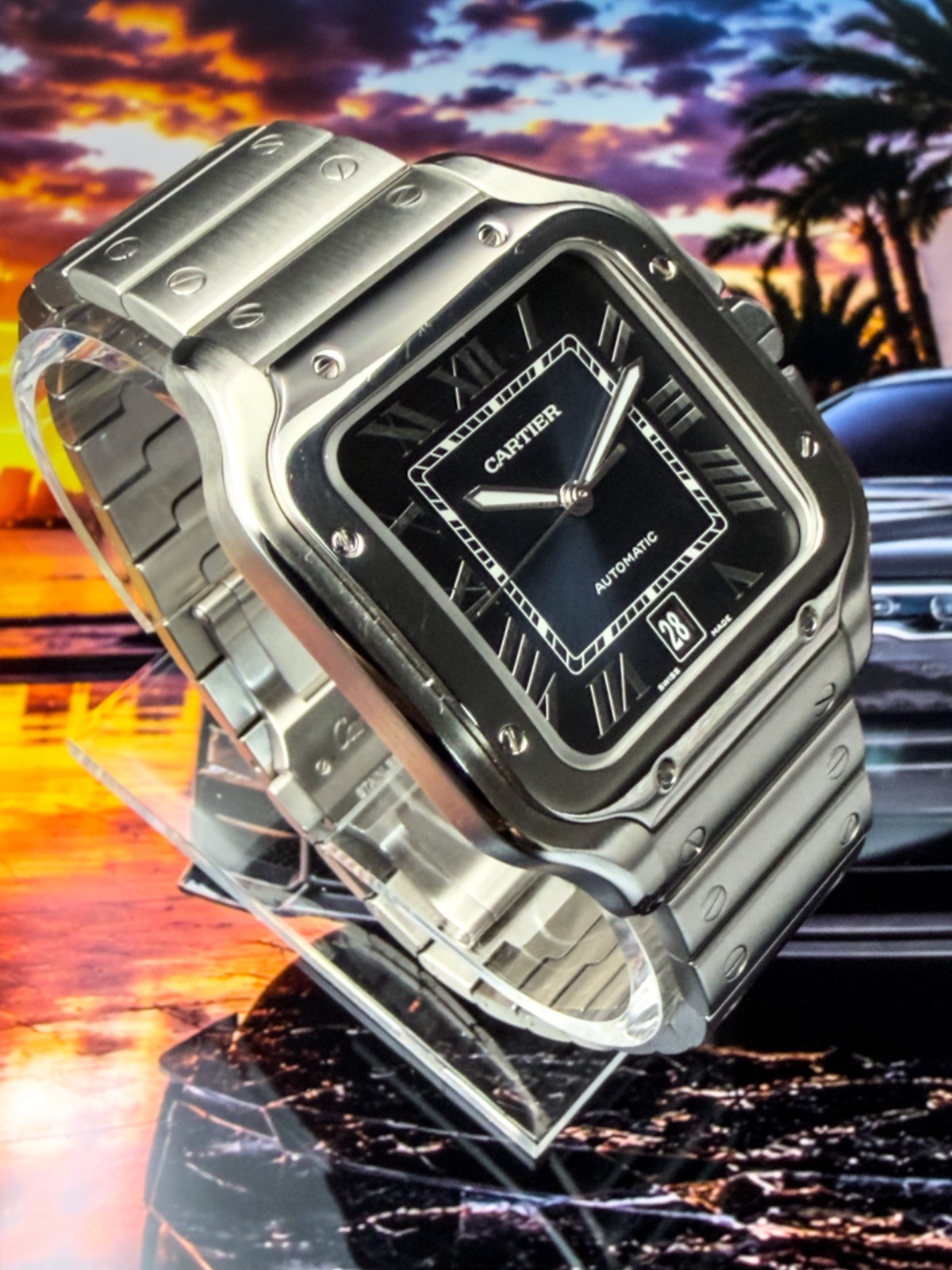 Cartier Santos de Cartier WSSA0013 Large Steel Blue Dial Box Papers 2019
