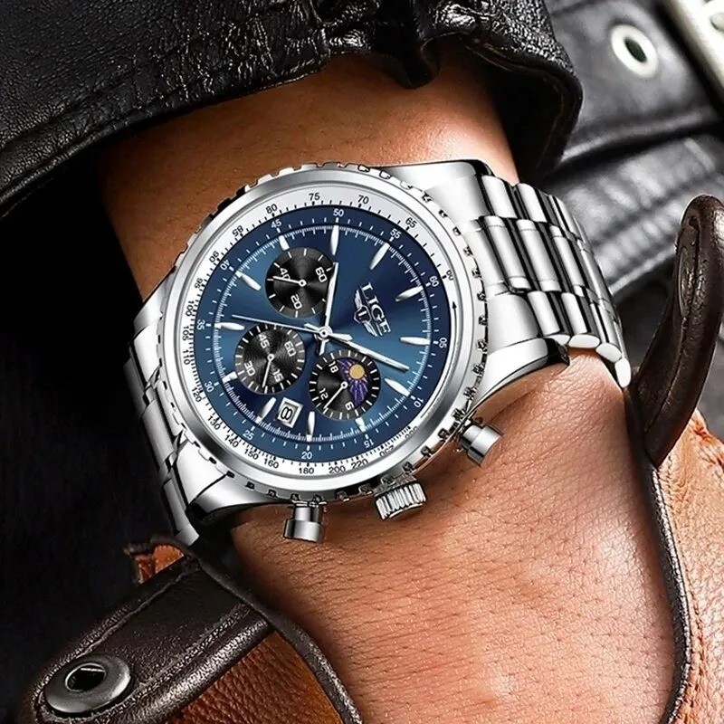 LIGE 2024 Top Brand Luxury New Men Watch Quartz Man Watches Waterproof Luminous