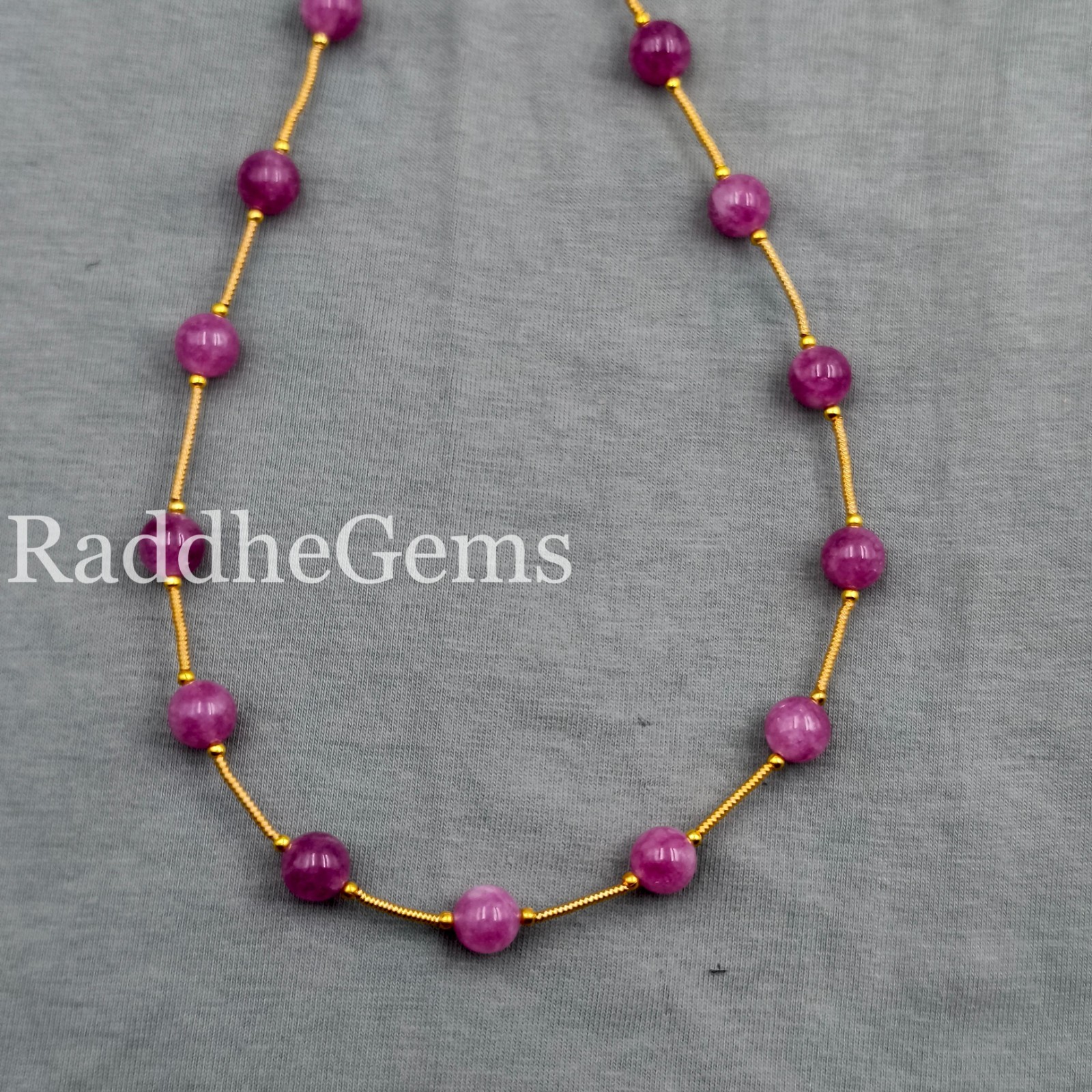 Pink Tourmaline Necklace, 8mm round AAA Beads, Sterling Silver, Dainty Gemstone
