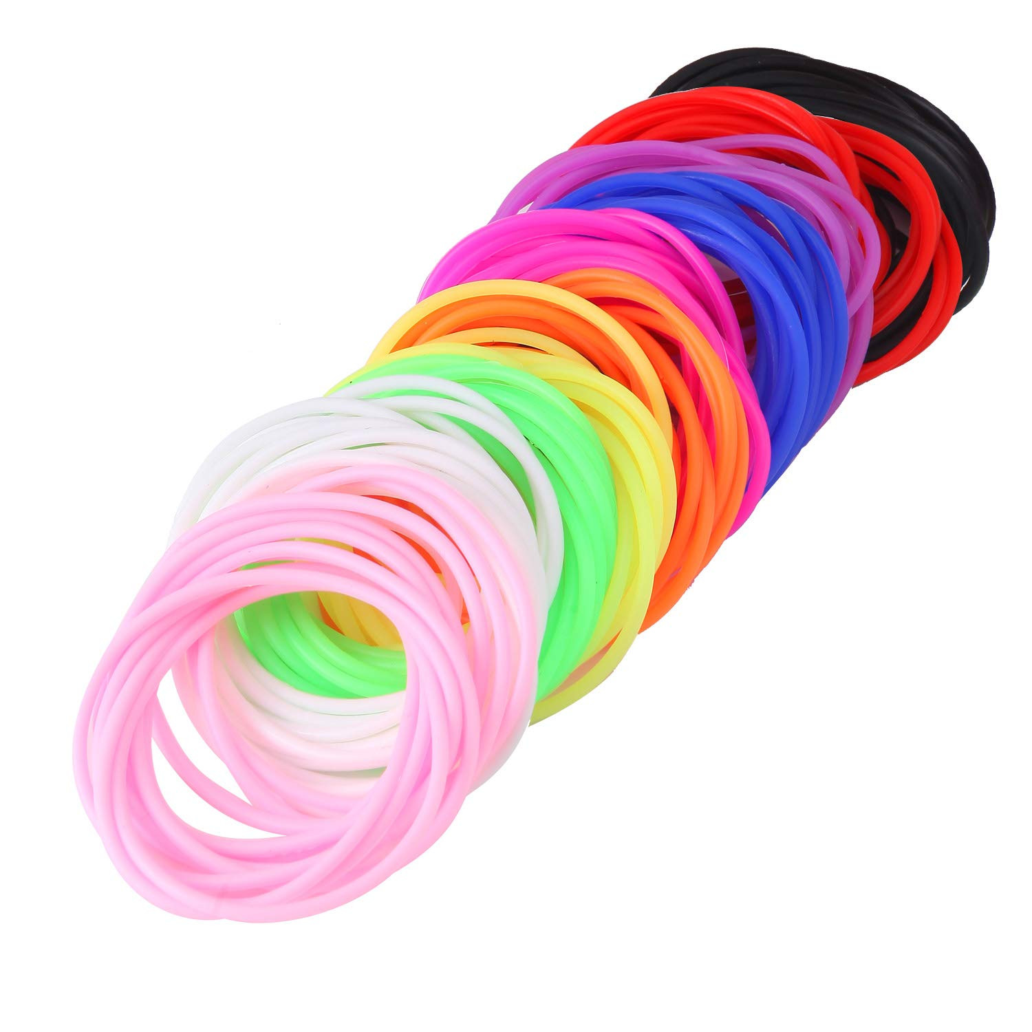 120 Pieces Silicone Jelly Bracelets Nonluminous Stretchy 80S Rubber Bracelets