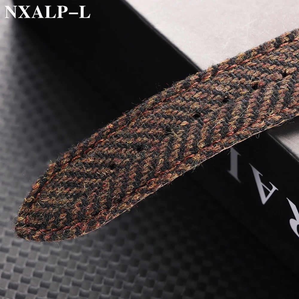 Genuine Leather Tweed Nylon Watch Strap 18mm 20mm 22mm Quick Release Band