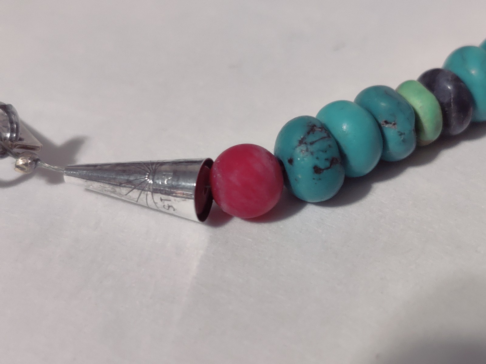 Vintage Sterling Silver T. Singer Native American Turquoise Necklace Choker 15.5