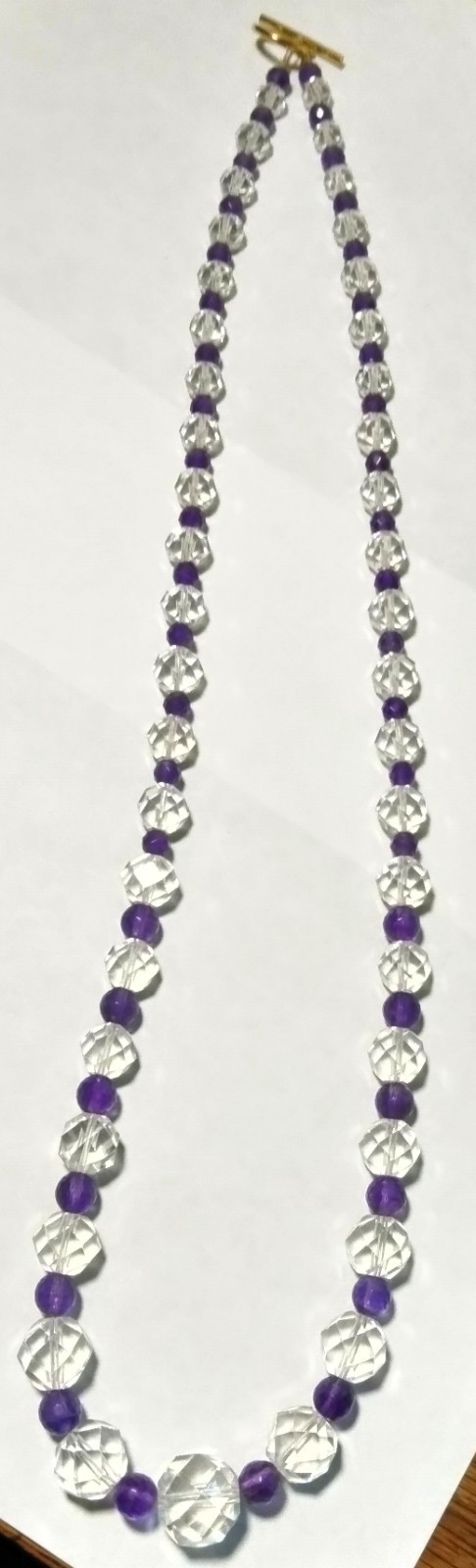 Vintage Rock Crystal Natural Amethyst Beads Beaded Necklace
